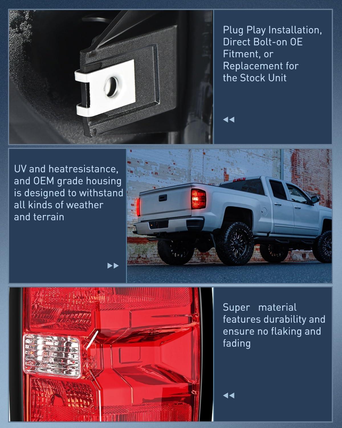 image:imageNilight Taillight Assembly for 2014 2015 2016 2017 2018 2019 Chevy Silverado 1500 2500HD 3500HD 20152019 GMC Sierra 3500HD 2019 Silverado 1500LD OE Style Rear Lamp Driver SidePair of Driver and Passenger Side