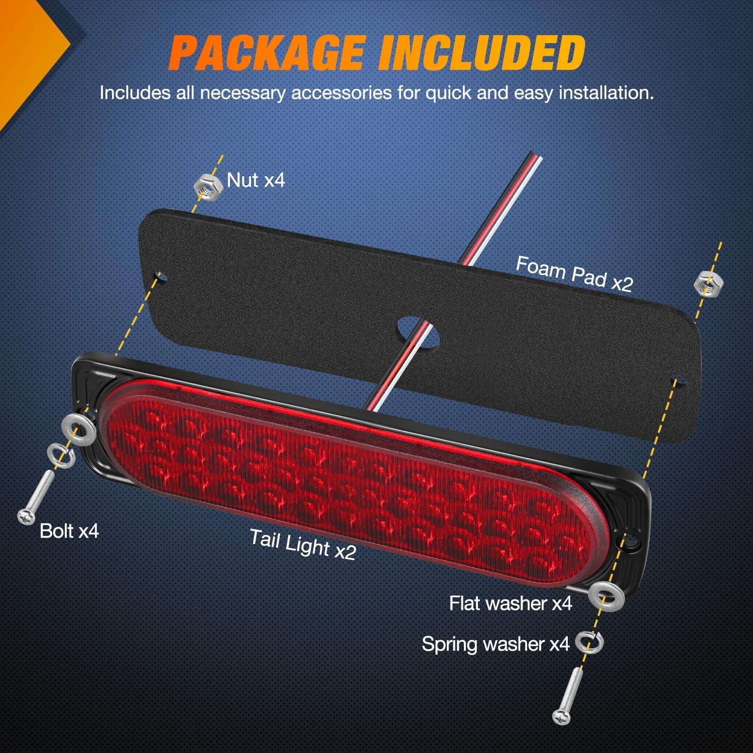 image:imageNilight Trailer Tail Light 2PCS 59Inch Teardrop 35 LED White Chrome Bezel Marker Clearance Reverse Backup Running Taillight IP67 Waterproof for Trailer Truck Pickup Camper RV75Inch Red 2Pcs