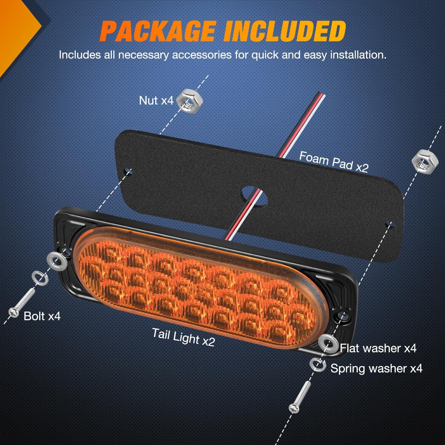 image:imageNilight Trailer Tail Light 2PCS 59Inch Teardrop 35 LED White Chrome Bezel Marker Clearance Reverse Backup Running Taillight IP67 Waterproof for Trailer Truck Pickup Camper RV55Inch Amber 2Pcs