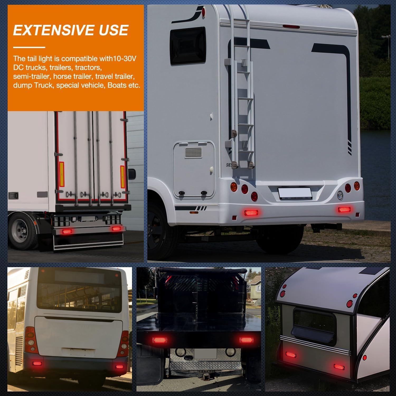 image:imageNilight Trailer Tail Light 2PCS 59Inch Teardrop 35 LED White Chrome Bezel Marker Clearance Reverse Backup Running Taillight IP67 Waterproof for Trailer Truck Pickup Camper RV55Inch Red 2Pcs