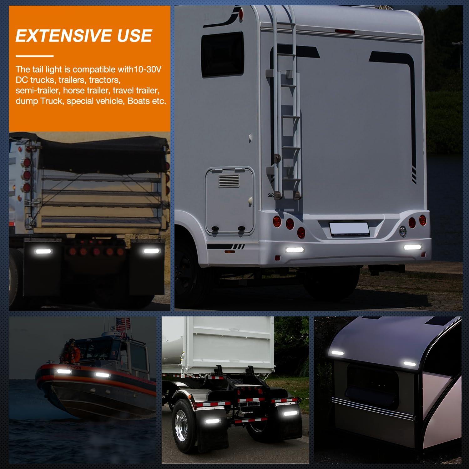image:imageNilight Trailer Tail Light 2PCS 59Inch Teardrop 35 LED White Chrome Bezel Marker Clearance Reverse Backup Running Taillight IP67 Waterproof for Trailer Truck Pickup Camper RV75Inch White 2Pcs