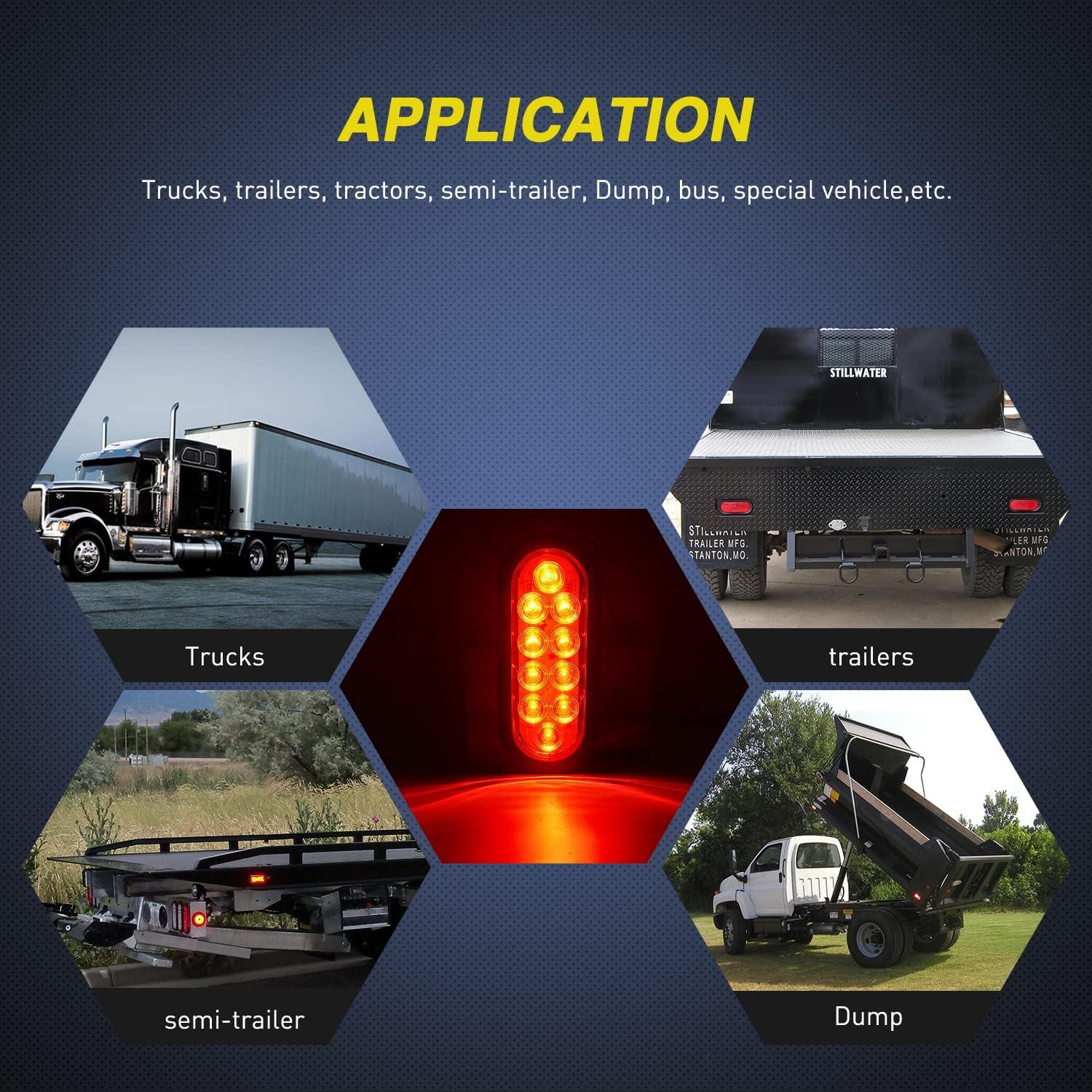 image:imageNilight Trailer Tail Light 2PCS 59Inch Teardrop 35 LED White Chrome Bezel Marker Clearance Reverse Backup Running Taillight IP67 Waterproof for Trailer Truck Pickup Camper RVRed