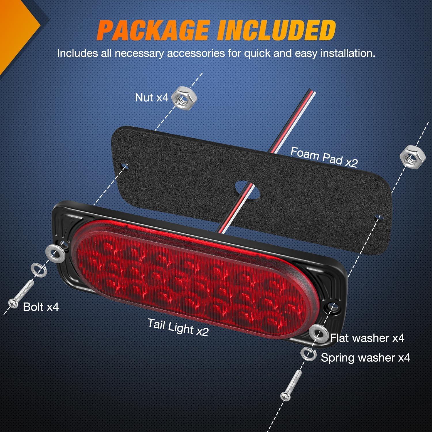image:imageNilight Trailer Tail Light 2PCS 59Inch Teardrop 35 LED White Chrome Bezel Marker Clearance Reverse Backup Running Taillight IP67 Waterproof for Trailer Truck Pickup Camper RV55Inch Red 2Pcs