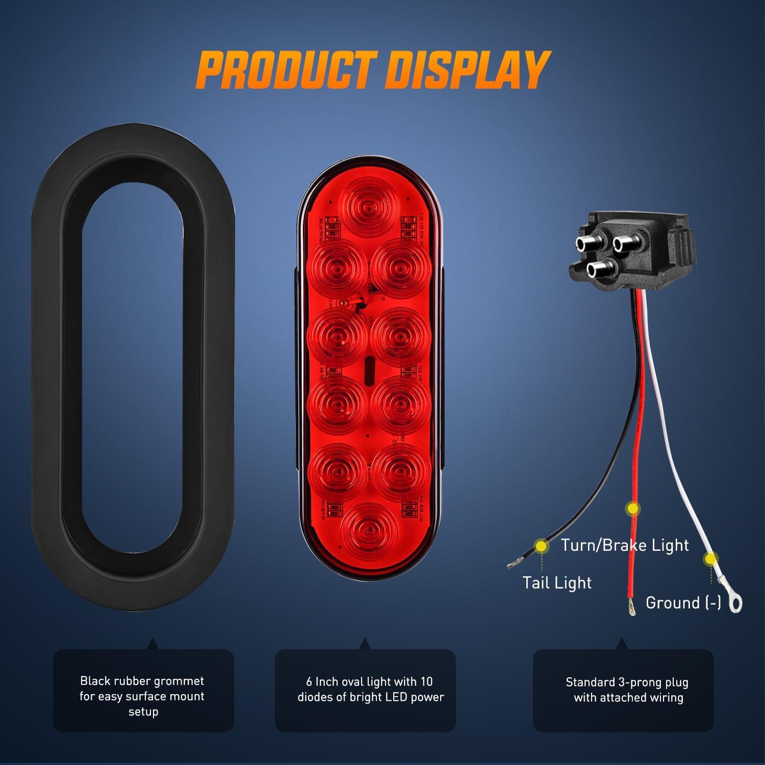 image:imageNilight Trailer Tail Light 2PCS 59Inch Teardrop 35 LED White Chrome Bezel Marker Clearance Reverse Backup Running Taillight IP67 Waterproof for Trailer Truck Pickup Camper RVRedWhiteAmber 6Pcs