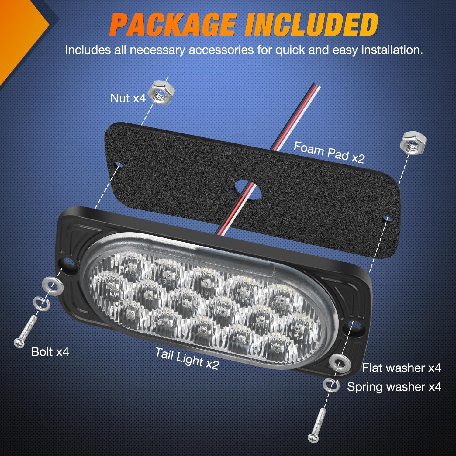 image:imageNilight Trailer Tail Light 2PCS 59Inch Teardrop 35 LED White Chrome Bezel Marker Clearance Reverse Backup Running Taillight IP67 Waterproof for Trailer Truck Pickup Camper RV44Inch White 2Pcs
