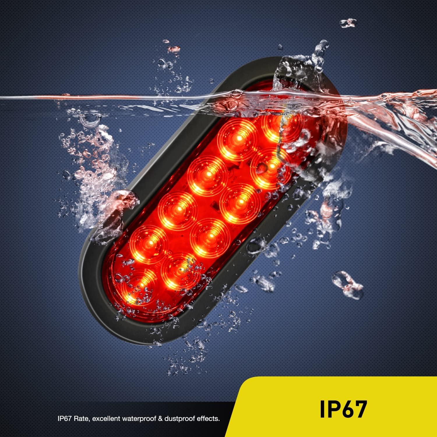 image:imageNilight Trailer Tail Light 2PCS 59Inch Teardrop 35 LED White Chrome Bezel Marker Clearance Reverse Backup Running Taillight IP67 Waterproof for Trailer Truck Pickup Camper RVRed