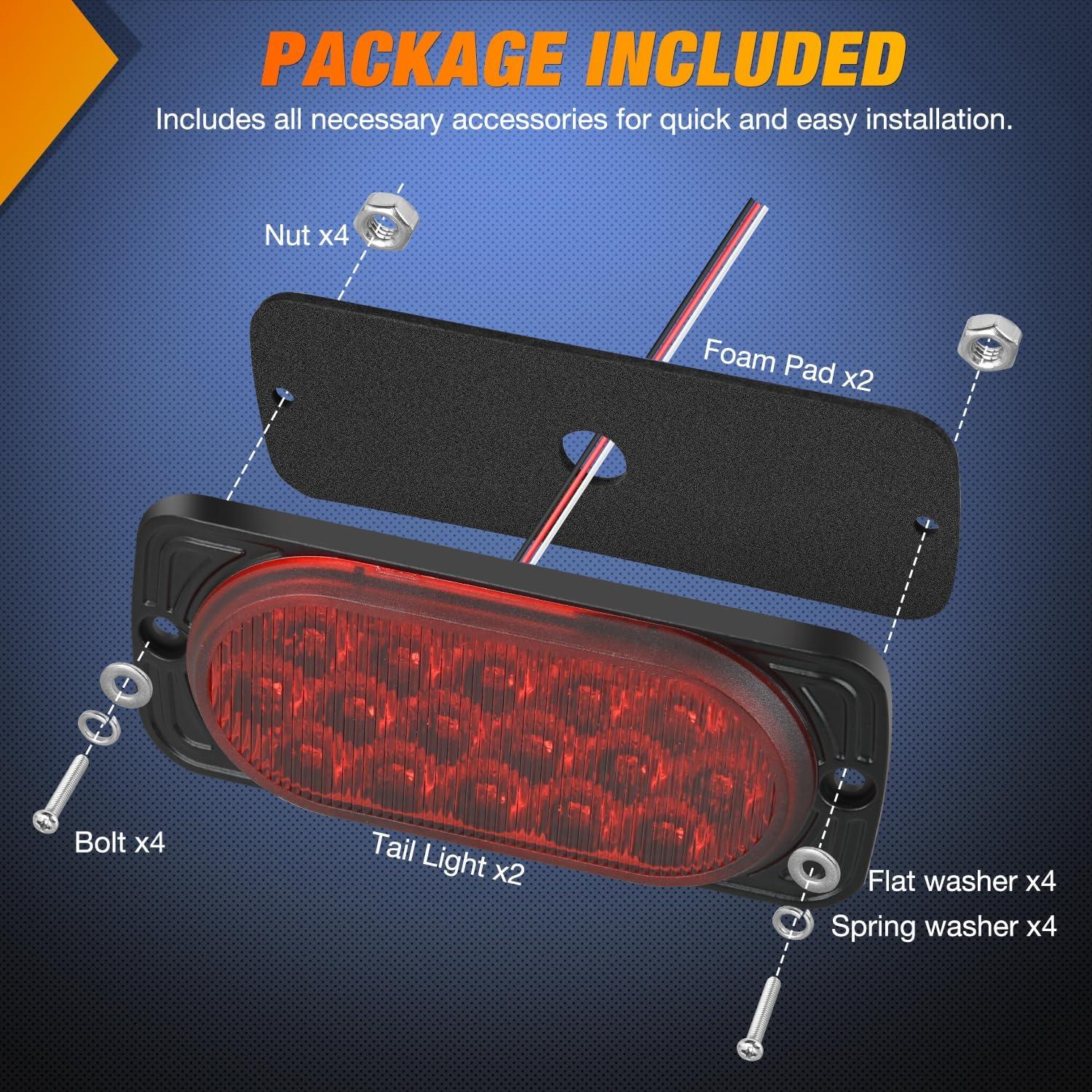 image:imageNilight Trailer Tail Light 2PCS 59Inch Teardrop 35 LED White Chrome Bezel Marker Clearance Reverse Backup Running Taillight IP67 Waterproof for Trailer Truck Pickup Camper RV44Inch Red 2Pcs