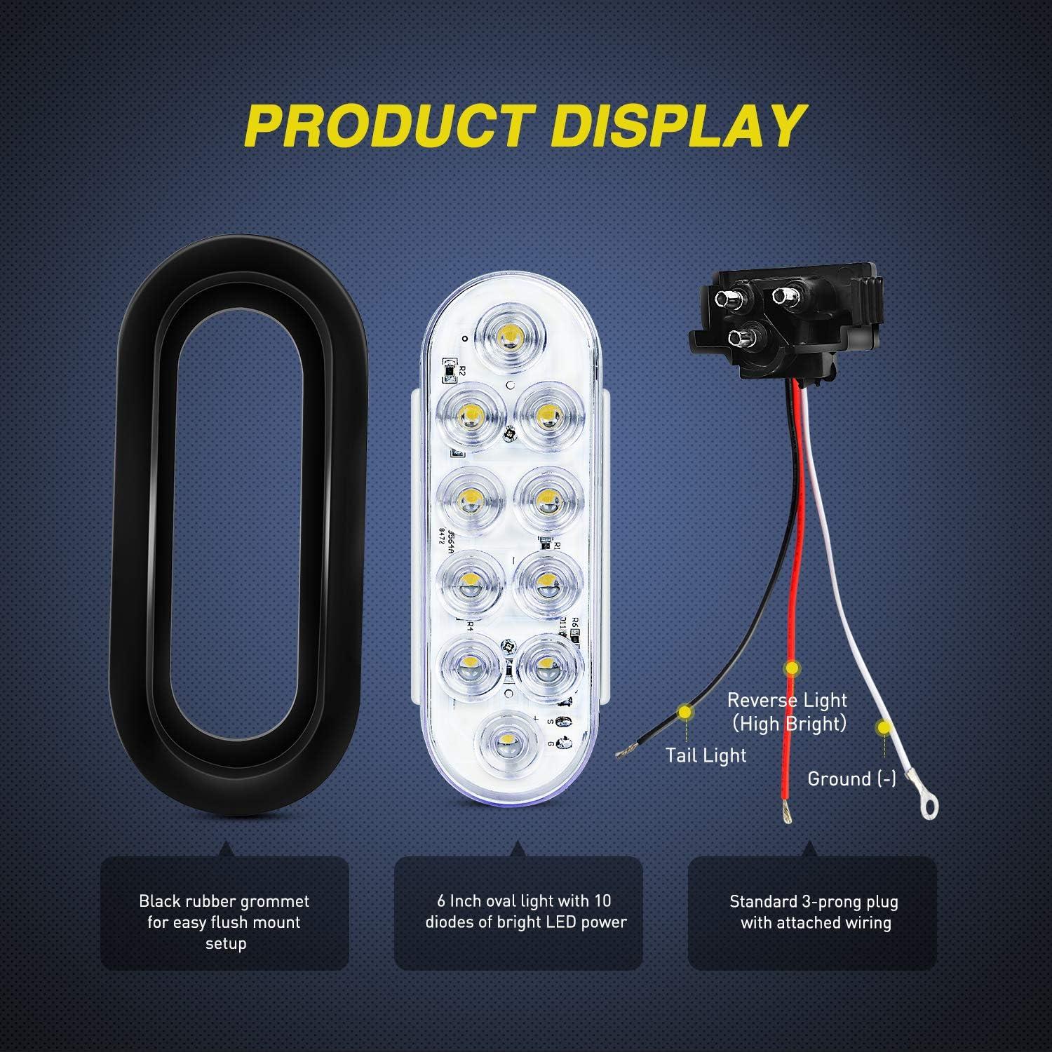 image:imageNilight Trailer Tail Light 2PCS 59Inch Teardrop 35 LED White Chrome Bezel Marker Clearance Reverse Backup Running Taillight IP67 Waterproof for Trailer Truck Pickup Camper RVRedWhite 4Pcs