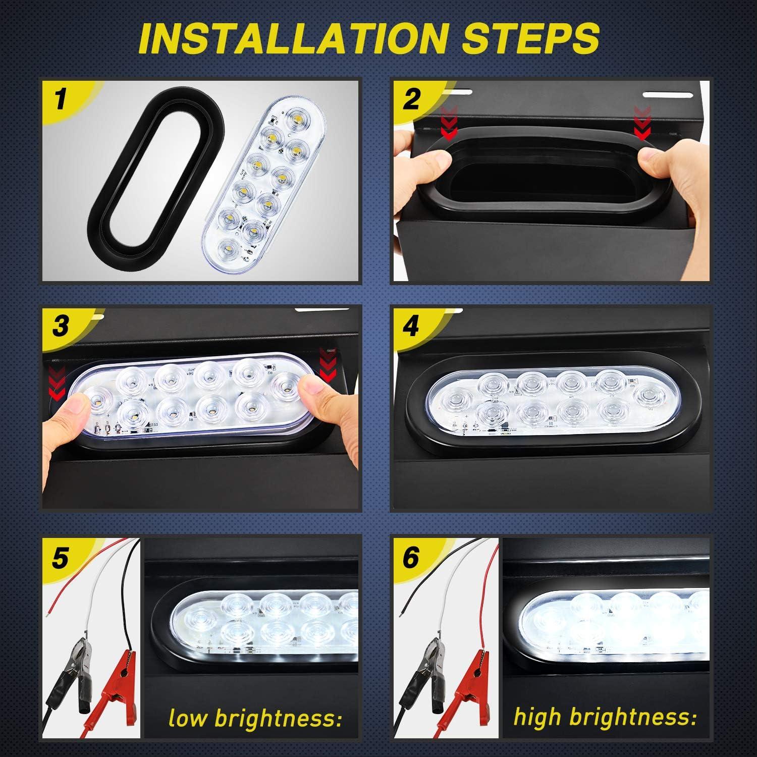 image:imageNilight Trailer Tail Light 2PCS 59Inch Teardrop 35 LED White Chrome Bezel Marker Clearance Reverse Backup Running Taillight IP67 Waterproof for Trailer Truck Pickup Camper RVWhite