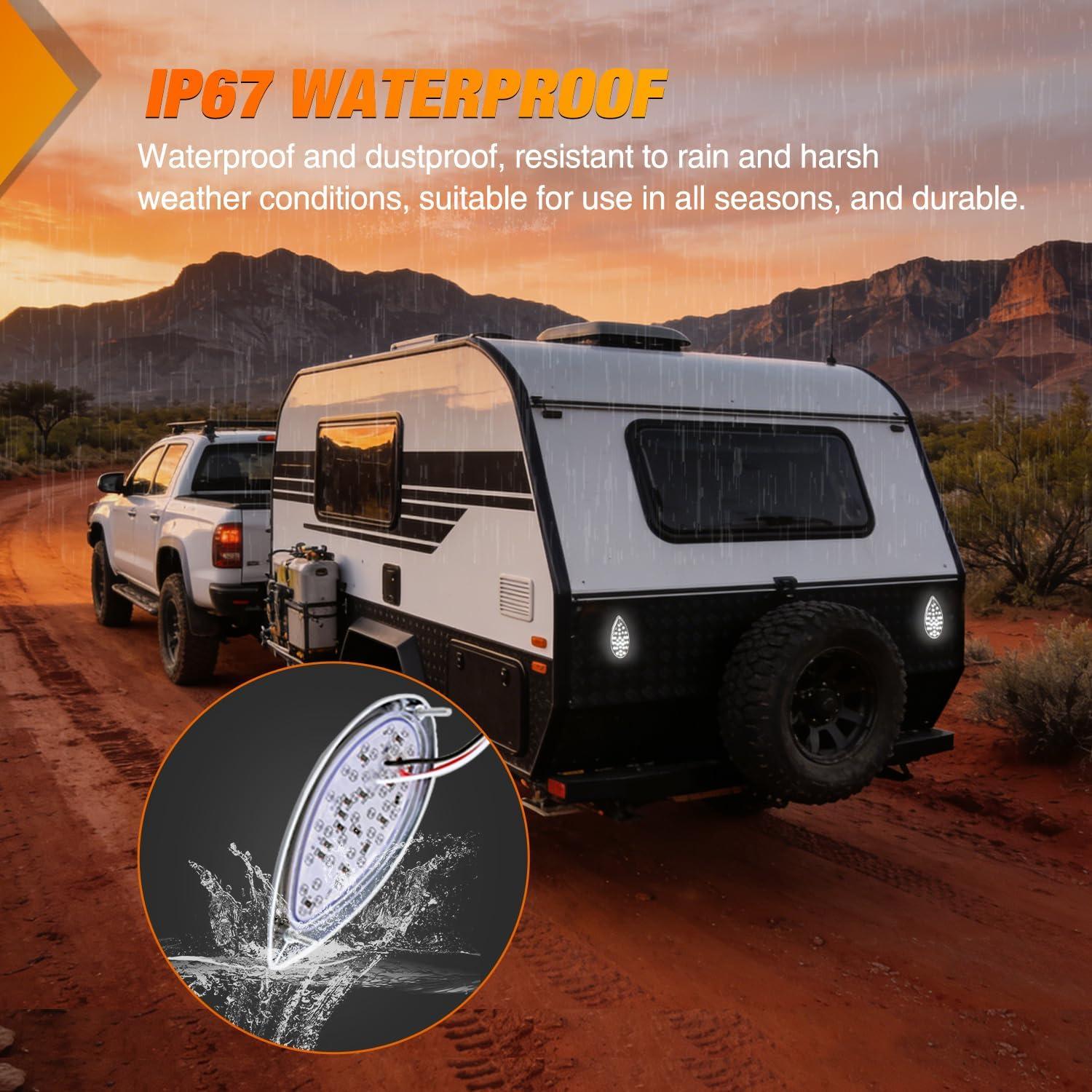 image:imageNilight Trailer Tail Light 2PCS 59Inch Teardrop 35 LED White Chrome Bezel Marker Clearance Reverse Backup Running Taillight IP67 Waterproof for Trailer Truck Pickup Camper RV59Inch White 2Pcs