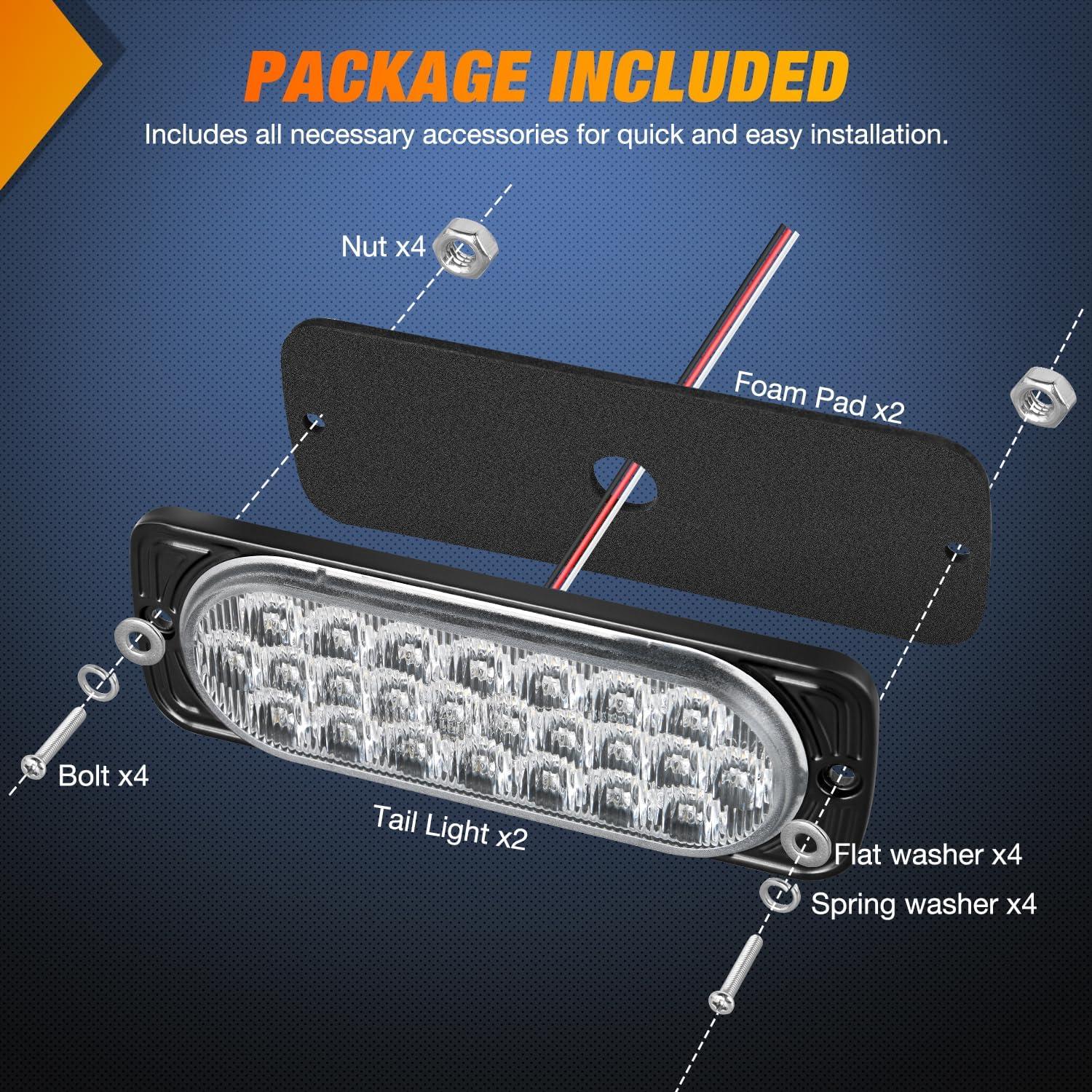 image:imageNilight Trailer Tail Light 2PCS 59Inch Teardrop 35 LED White Chrome Bezel Marker Clearance Reverse Backup Running Taillight IP67 Waterproof for Trailer Truck Pickup Camper RV55Inch White 2Pcs