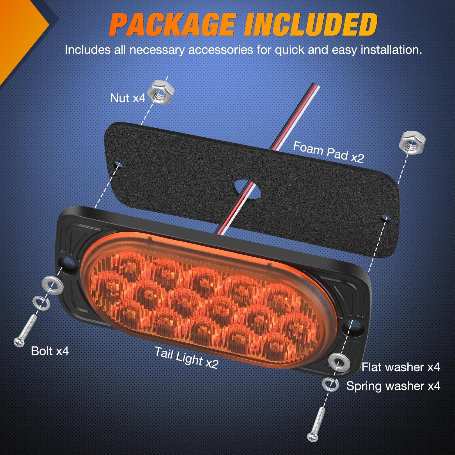 image:imageNilight Trailer Tail Light 2PCS 59Inch Teardrop 35 LED White Chrome Bezel Marker Clearance Reverse Backup Running Taillight IP67 Waterproof for Trailer Truck Pickup Camper RV44Inch Amber 2Pcs