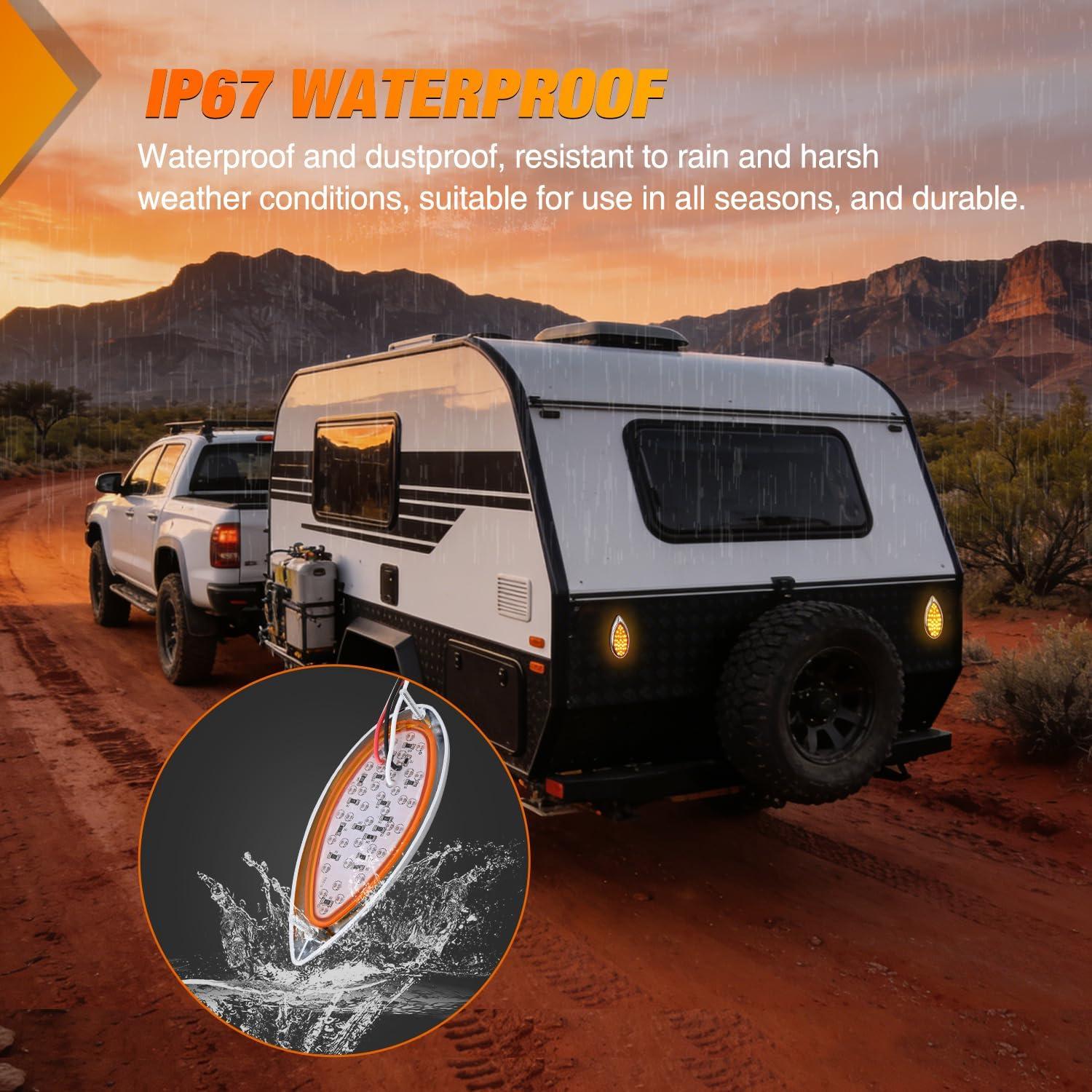 image:imageNilight Trailer Tail Light 2PCS 59Inch Teardrop 35 LED White Chrome Bezel Marker Clearance Reverse Backup Running Taillight IP67 Waterproof for Trailer Truck Pickup Camper RV59Inch Amber 2Pcs