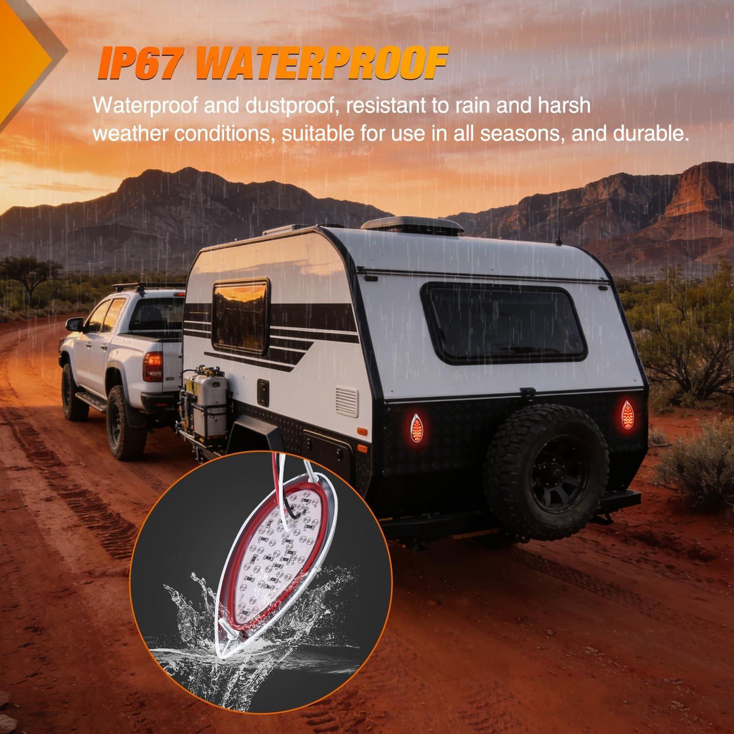 image:imageNilight Trailer Tail Light 2PCS 59Inch Teardrop 35 LED White Chrome Bezel Marker Clearance Reverse Backup Running Taillight IP67 Waterproof for Trailer Truck Pickup Camper RV59Inch Red 2Pcs