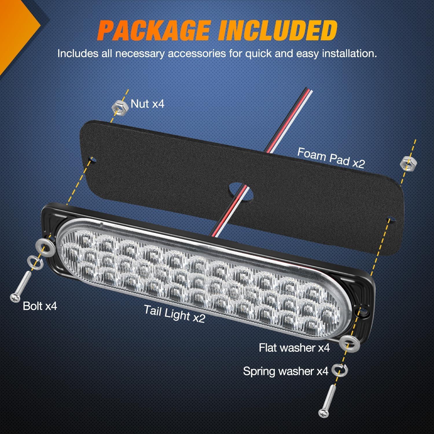 image:imageNilight Trailer Tail Light 2PCS 59Inch Teardrop 35 LED White Chrome Bezel Marker Clearance Reverse Backup Running Taillight IP67 Waterproof for Trailer Truck Pickup Camper RV75Inch White 2Pcs