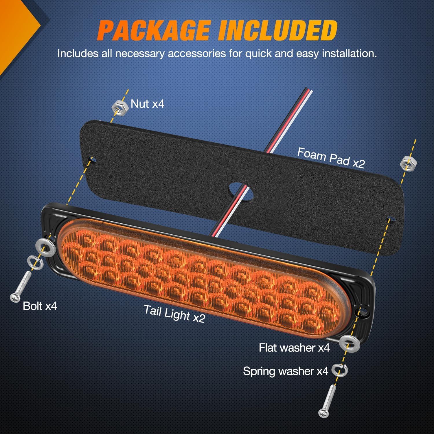 image:imageNilight Trailer Tail Light 2PCS 59Inch Teardrop 35 LED White Chrome Bezel Marker Clearance Reverse Backup Running Taillight IP67 Waterproof for Trailer Truck Pickup Camper RV75Inch Amber 2Pcs