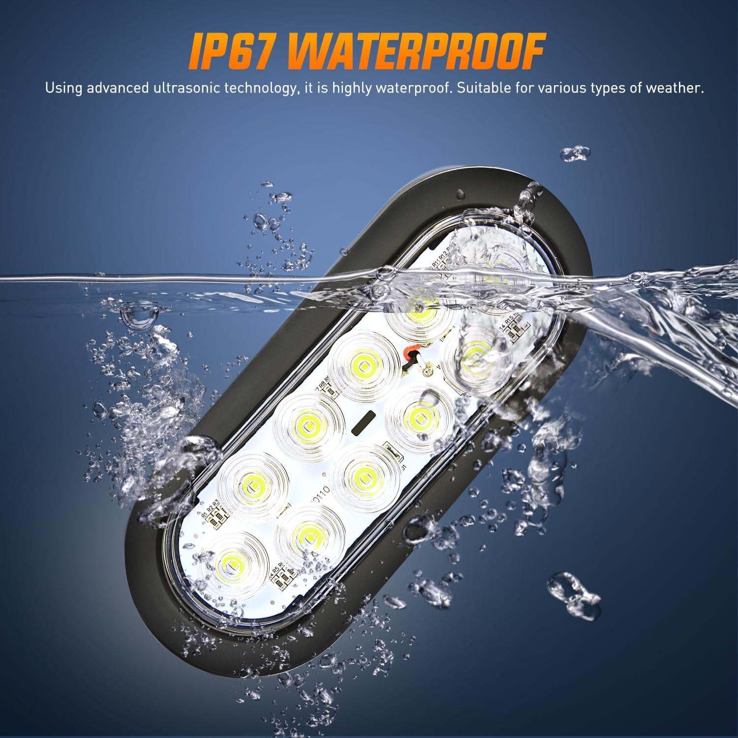 image:imageNilight Trailer Tail Light 2PCS 59Inch Teardrop 35 LED White Chrome Bezel Marker Clearance Reverse Backup Running Taillight IP67 Waterproof for Trailer Truck Pickup Camper RVRedWhite 6Pcs