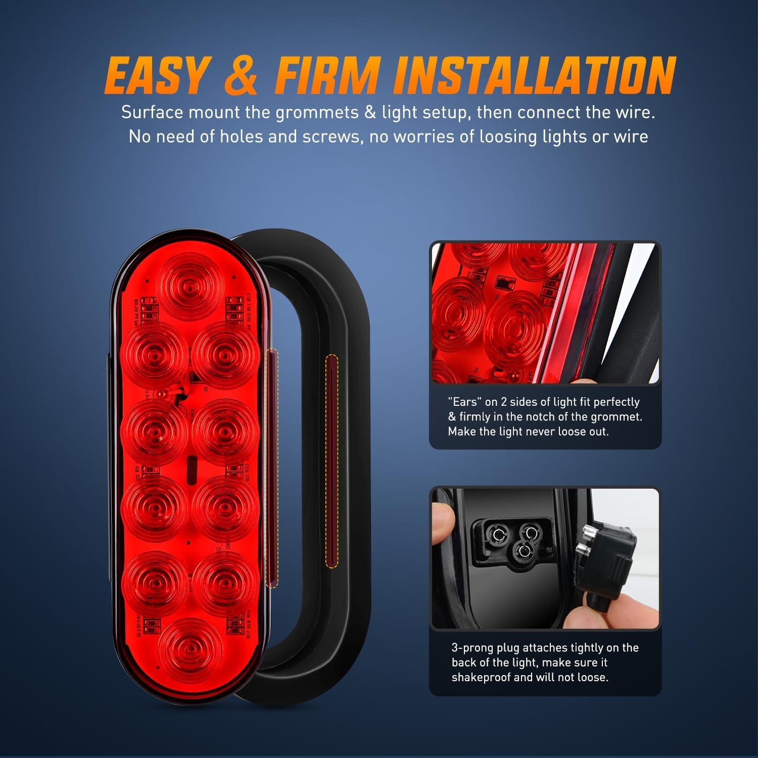 image:imageNilight Trailer Tail Light 2PCS 59Inch Teardrop 35 LED White Chrome Bezel Marker Clearance Reverse Backup Running Taillight IP67 Waterproof for Trailer Truck Pickup Camper RVRedWhiteAmber 6Pcs