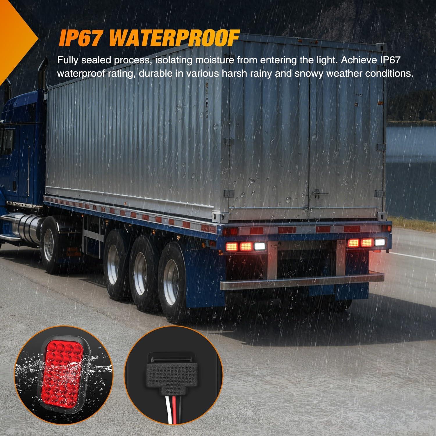 image:imageNilight Trailer Tail Light 2PCS 6Inch Oval 23 LED Red White Chrome Frame Marker Clearance Stop Brake Reverse Backup Running Taillight IP67 Waterproof for Trailer Truck Pickup Camper RV6Pcs RedWhite 24Led Lights 5x3Inch