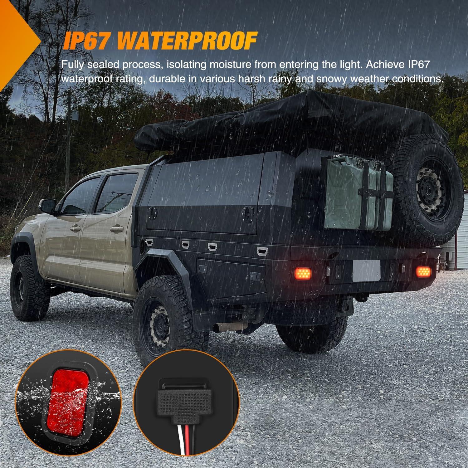 image:imageNilight Trailer Tail Light 2PCS 6Inch Oval 23 LED Red White Chrome Frame Marker Clearance Stop Brake Reverse Backup Running Taillight IP67 Waterproof for Trailer Truck Pickup Camper RV2Pcs Red 10Led Lights 5x3Inch