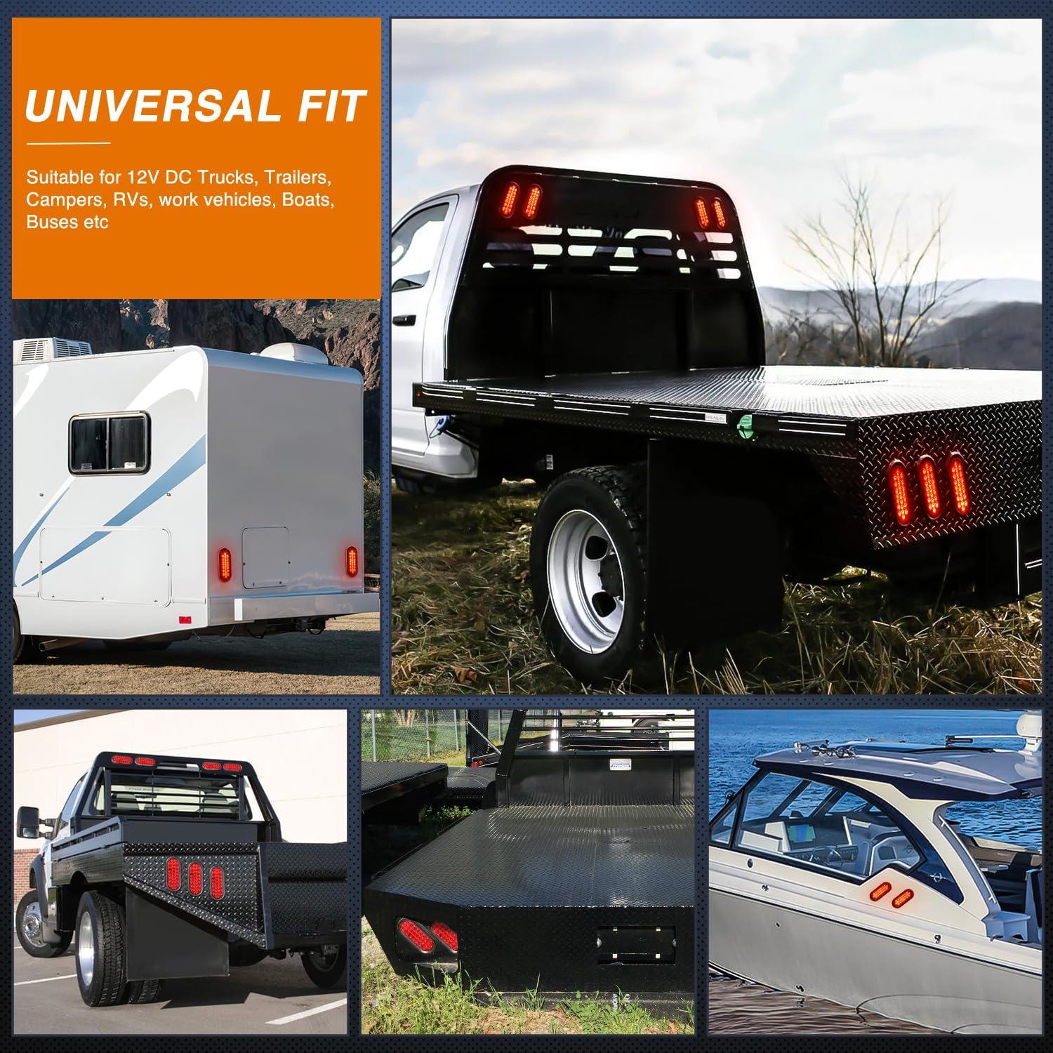 image:imageNilight Trailer Tail Light 2PCS 6Inch Oval 23 LED Red White Chrome Frame Marker Clearance Stop Brake Reverse Backup Running Taillight IP67 Waterproof for Trailer Truck Pickup Camper RV2Pcs Red 24Led Lights