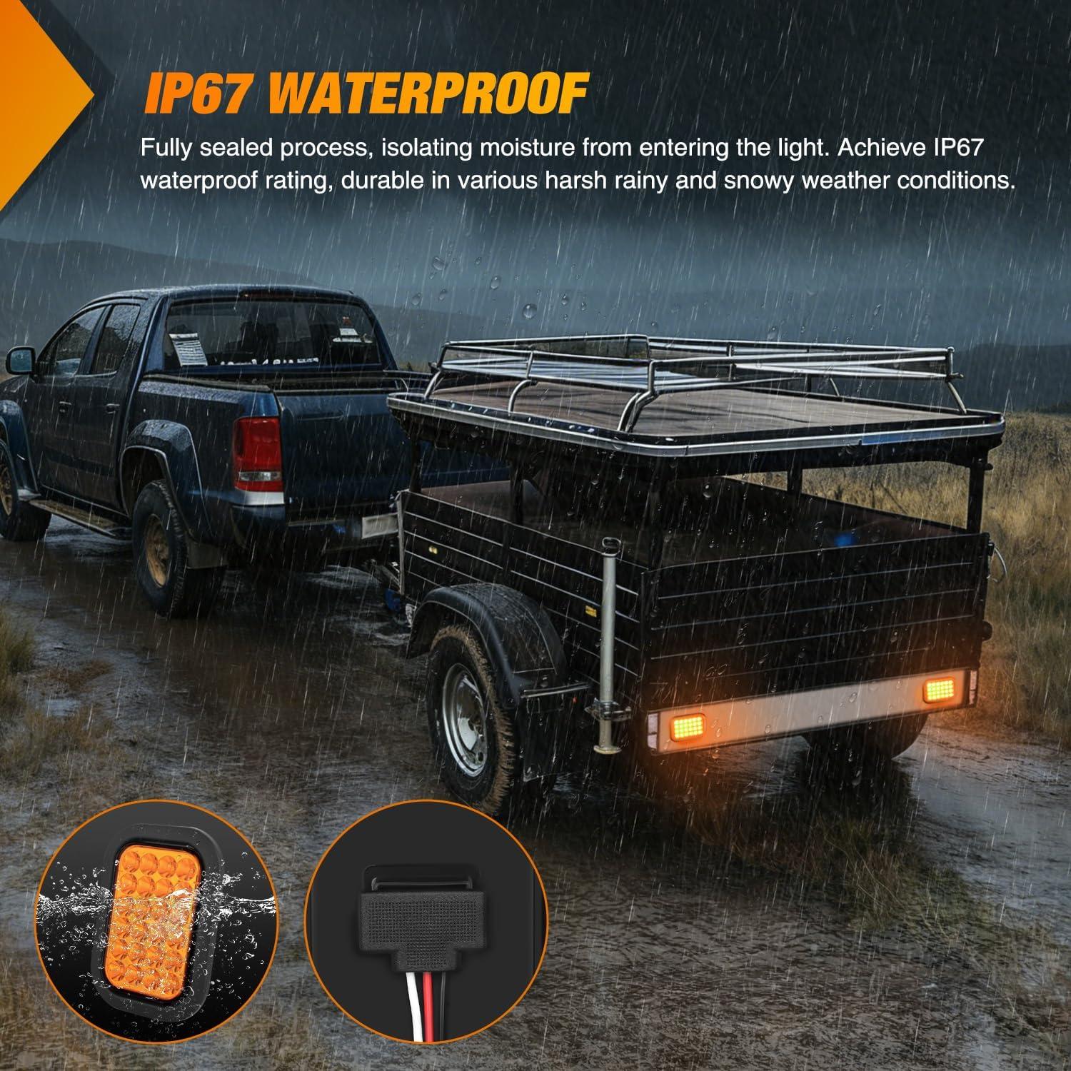 image:imageNilight Trailer Tail Light 2PCS 6Inch Oval 23 LED Red White Chrome Frame Marker Clearance Stop Brake Reverse Backup Running Taillight IP67 Waterproof for Trailer Truck Pickup Camper RV2Pcs Amber 24Led Lights 5x3Inch