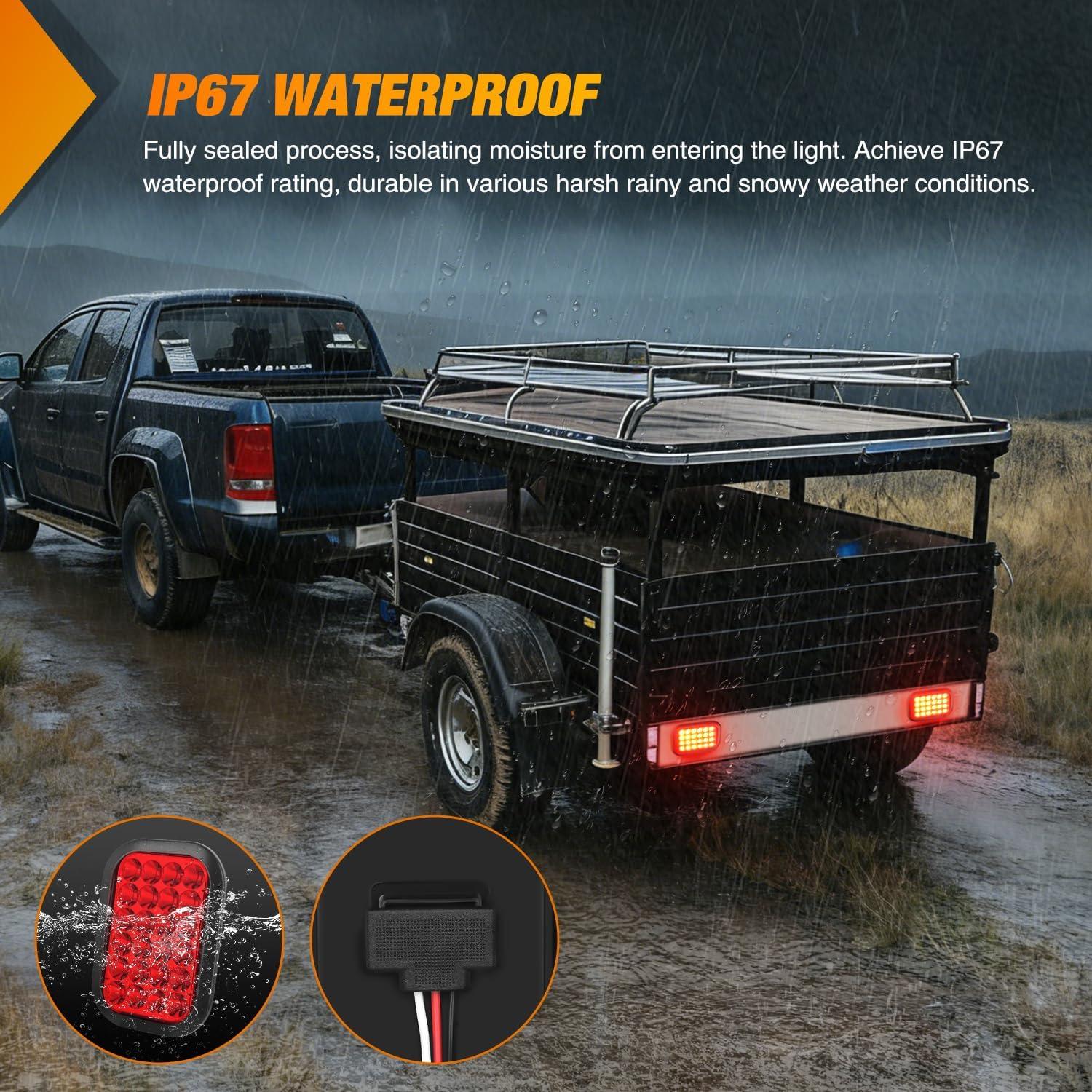 image:imageNilight Trailer Tail Light 2PCS 6Inch Oval 23 LED Red White Chrome Frame Marker Clearance Stop Brake Reverse Backup Running Taillight IP67 Waterproof for Trailer Truck Pickup Camper RV2Pcs Red 24Led Lights 5x3Inch