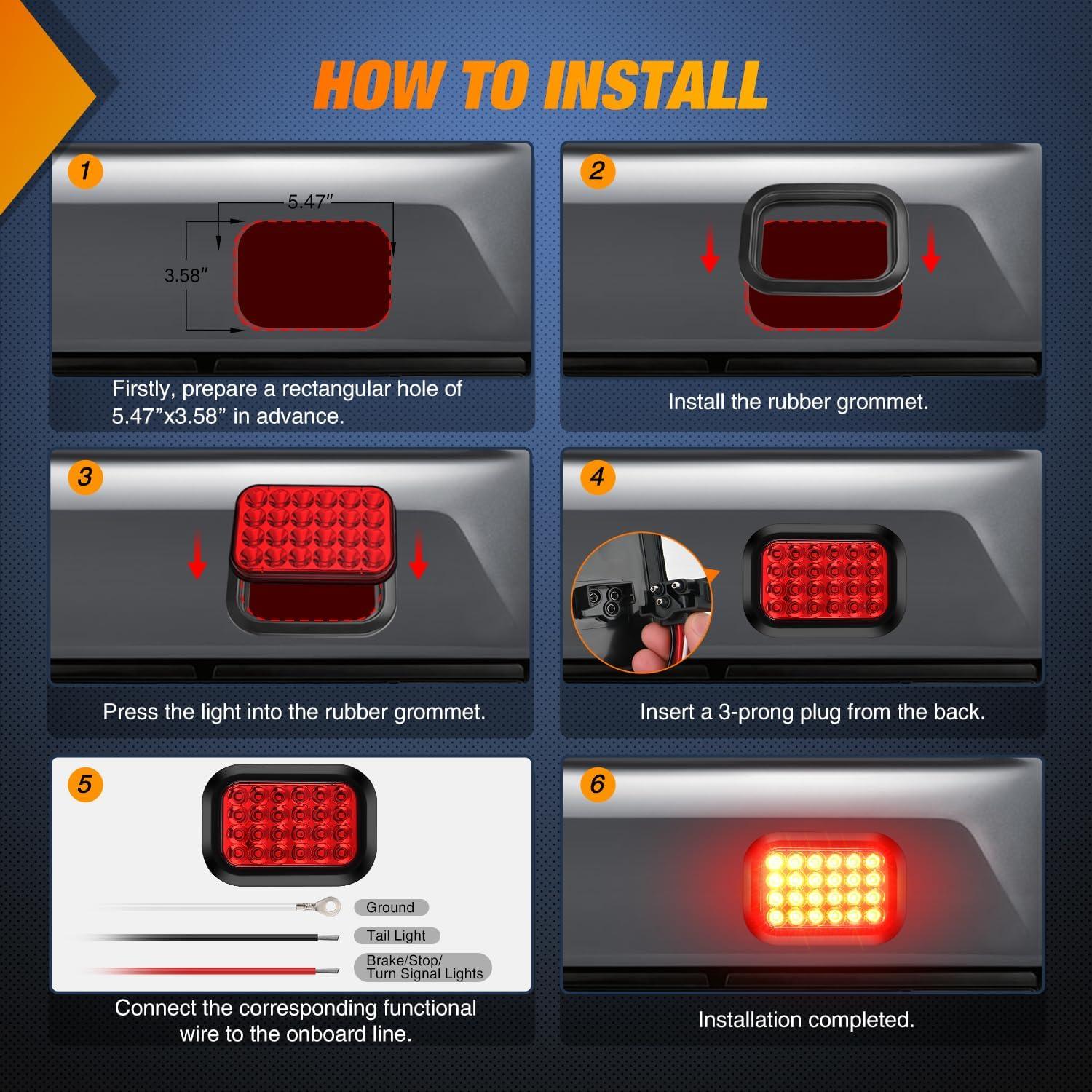 image:imageNilight Trailer Tail Light 2PCS 6Inch Oval 23 LED Red White Chrome Frame Marker Clearance Stop Brake Reverse Backup Running Taillight IP67 Waterproof for Trailer Truck Pickup Camper RV6Pcs RedWhite 24Led Lights 5x3Inch
