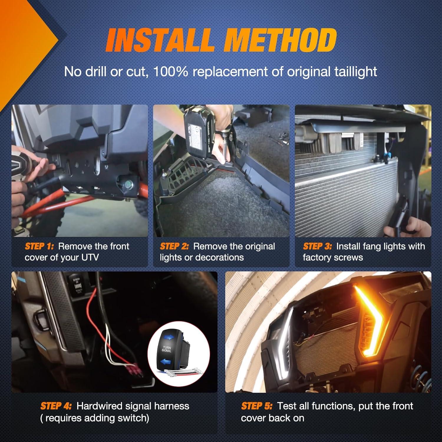 image:imageNilight Turn Signal Fang Lights LED Accent Street Legal Front Signature Light Compatible with Polaris RZR XP 1000 Turbo Accessories 2019 2020 2021 2022 2023Turn Signal Lights