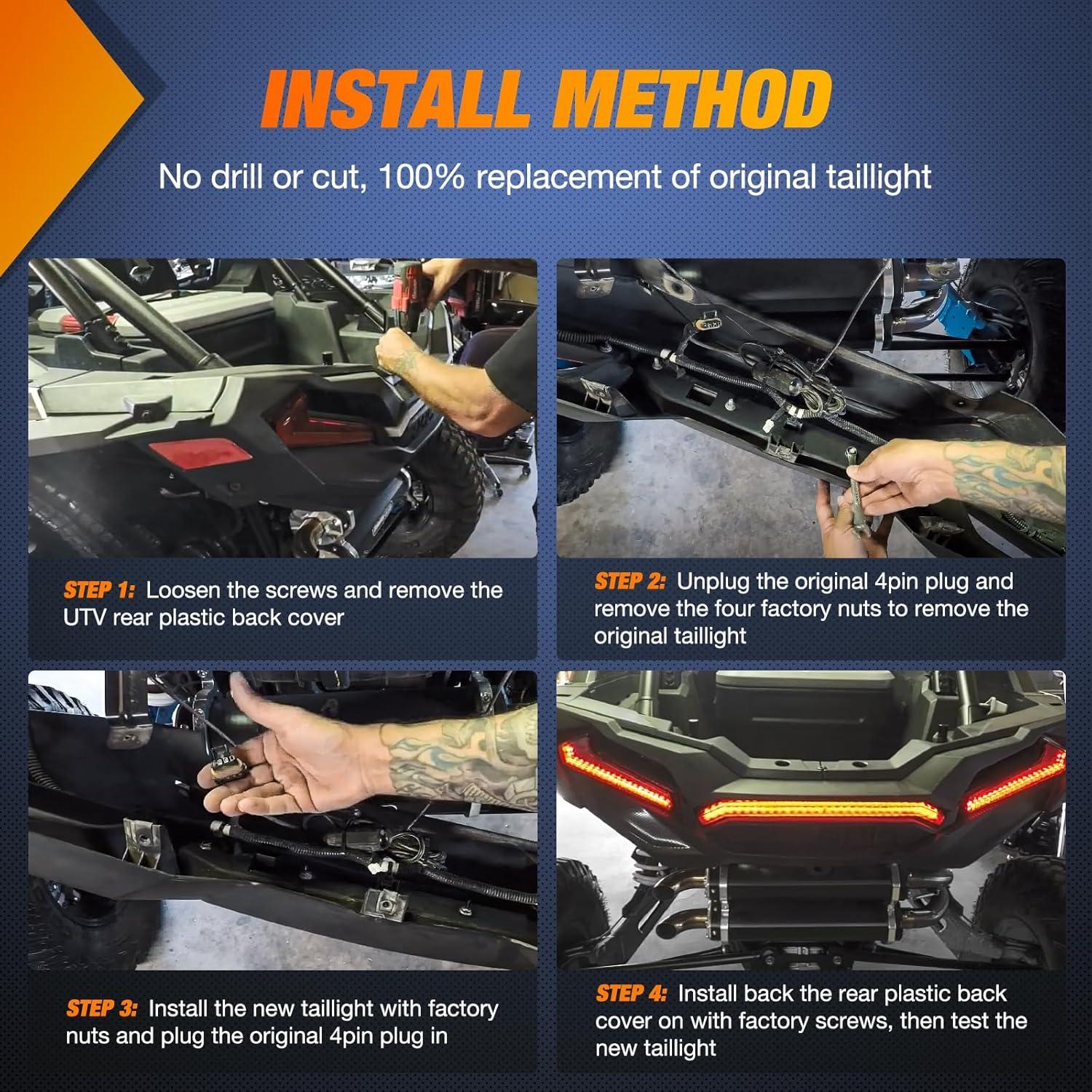 image:imageNilight Turn Signal Fang Lights LED Accent Street Legal Front Signature Light Compatible with Polaris RZR XP 1000 Turbo Accessories 2019 2020 2021 2022 2023Center Tail LightRed Housing