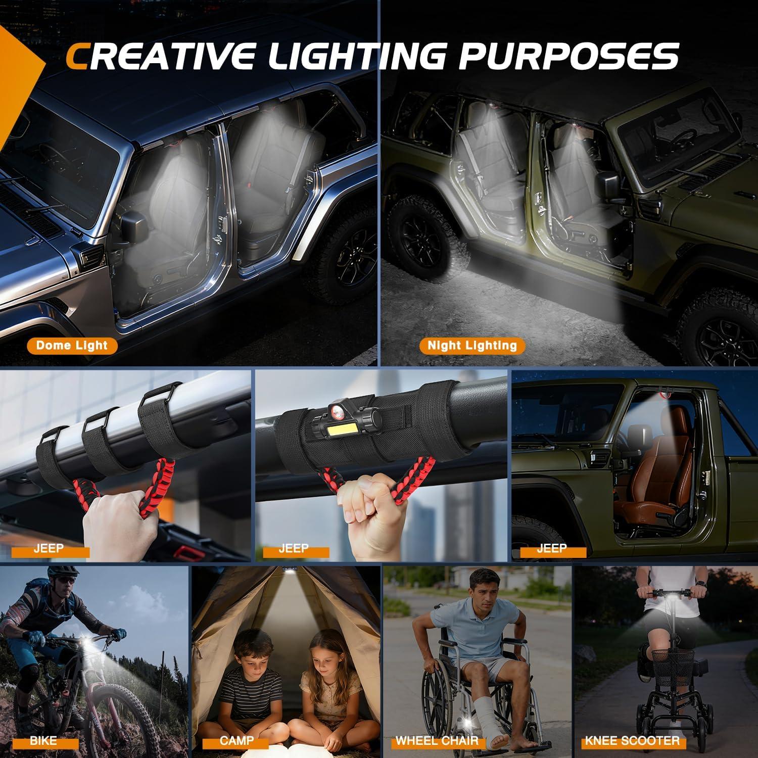 image:imageNilight UTV Dome Light Universal 1520 Roll Bar Mount LED Interior Spot Flood Combo Beam LED Lights for UTVs ATVs CanAm Polaris RZR Dune Buggy Golf Cart OffRoad Vehicle Boat2PCS Jeep Dome Light wGrab Handle