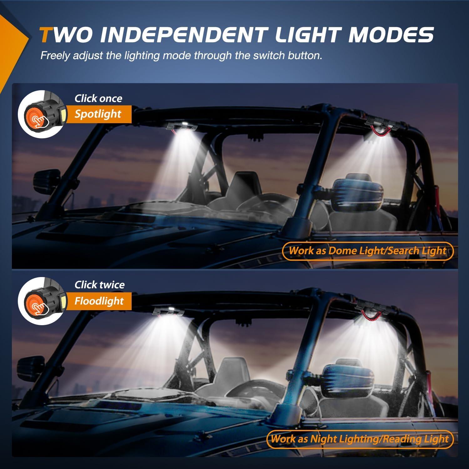 image:imageNilight UTV Dome Light Universal 1520 Roll Bar Mount LED Interior Spot Flood Combo Beam LED Lights for UTVs ATVs CanAm Polaris RZR Dune Buggy Golf Cart OffRoad Vehicle Boat2PCS UTV Dome Light wGrab Handle