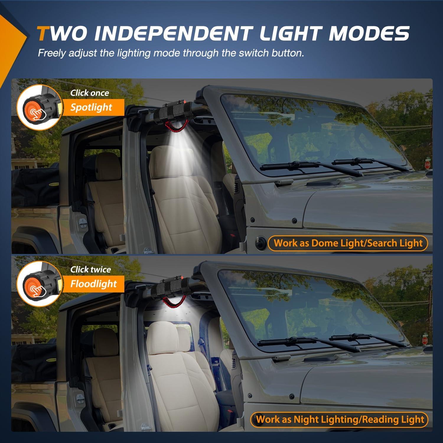 image:imageNilight UTV Dome Light Universal 1520 Roll Bar Mount LED Interior Spot Flood Combo Beam LED Lights for UTVs ATVs CanAm Polaris RZR Dune Buggy Golf Cart OffRoad Vehicle Boat2PCS Jeep Dome Light wGrab Handle