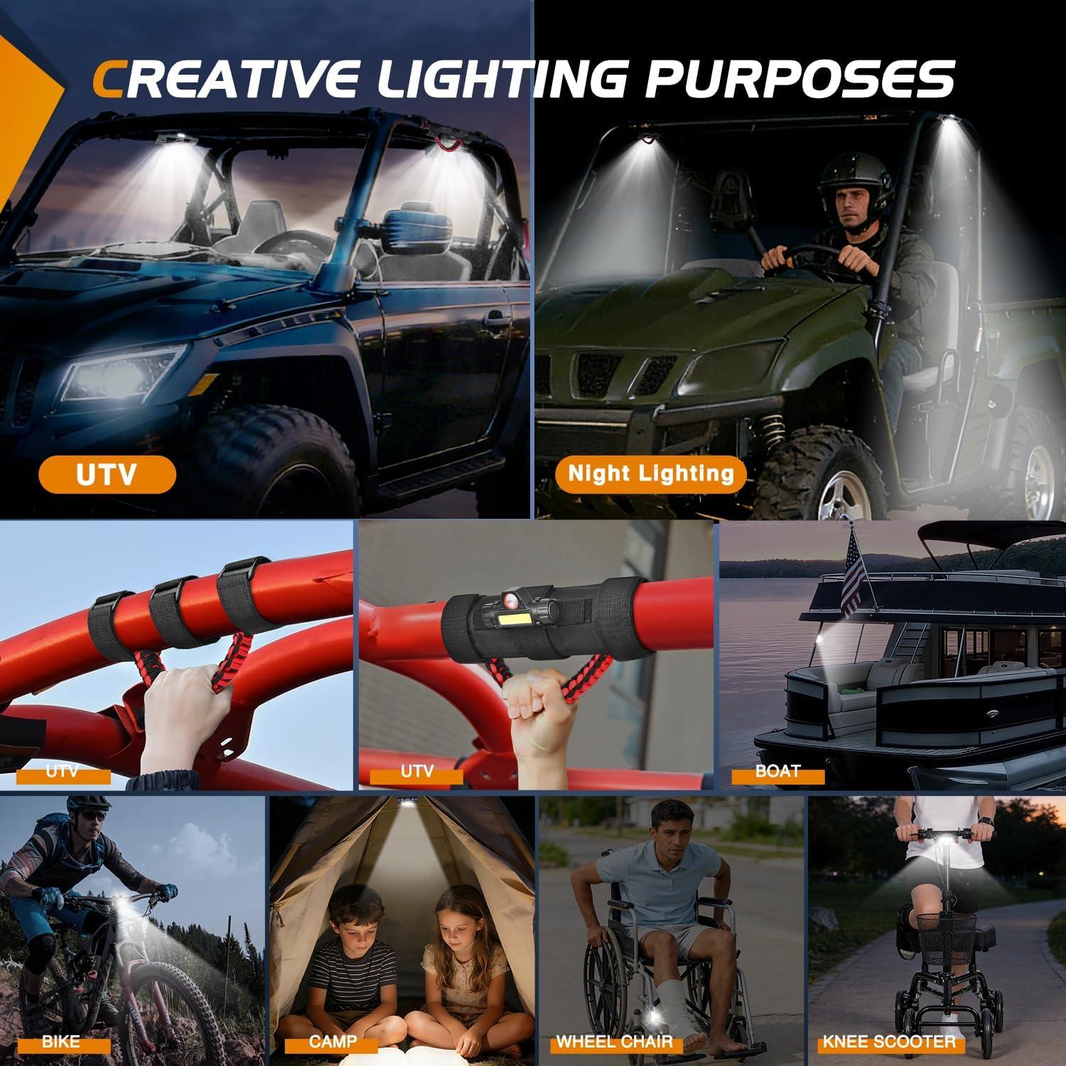 image:imageNilight UTV Dome Light Universal 1520 Roll Bar Mount LED Interior Spot Flood Combo Beam LED Lights for UTVs ATVs CanAm Polaris RZR Dune Buggy Golf Cart OffRoad Vehicle Boat2PCS UTV Dome Light wGrab Handle