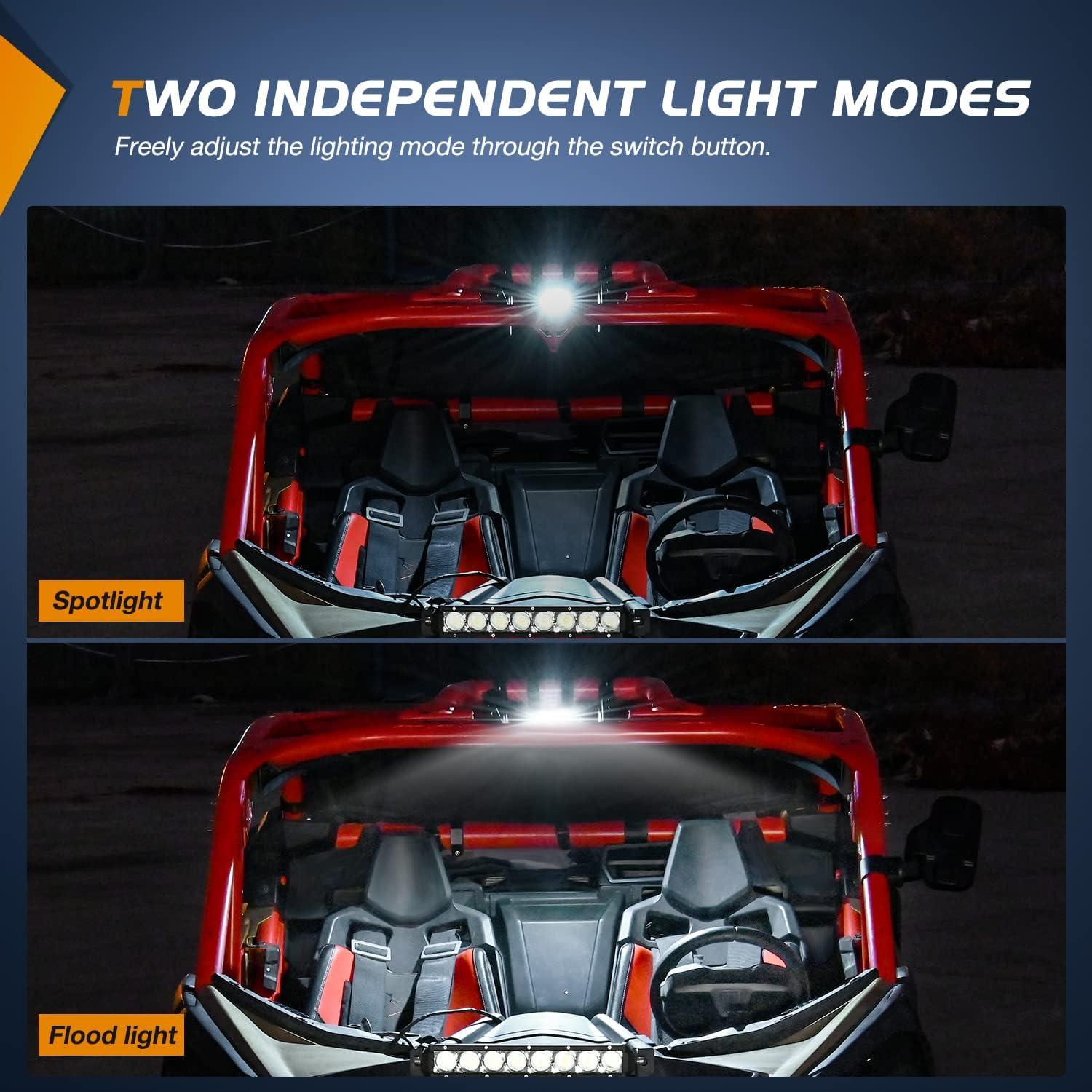 image:imageNilight UTV Dome Light Universal 1520 Roll Bar Mount LED Interior Spot Flood Combo Beam LED Lights for UTVs ATVs CanAm Polaris RZR Dune Buggy Golf Cart OffRoad Vehicle Boat1PC UTV Dome Light