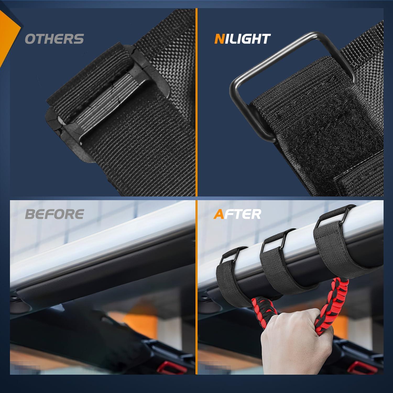 image:imageNilight UTV Dome Light Universal 1520 Roll Bar Mount LED Interior Spot Flood Combo Beam LED Lights for UTVs ATVs CanAm Polaris RZR Dune Buggy Golf Cart OffRoad Vehicle Boat2PCS Jeep Black Red Grab Handle