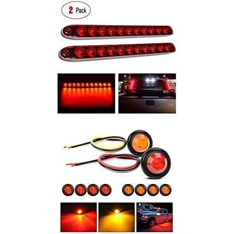 image:imageNilight 2PCS 16 11 LED Red Trailer Light Bar with 10PCS 34 Inch Round Mini LED Clearance Light for Truck RV Car Bus Trailer Van Caravan Boat 2 Years Warranty