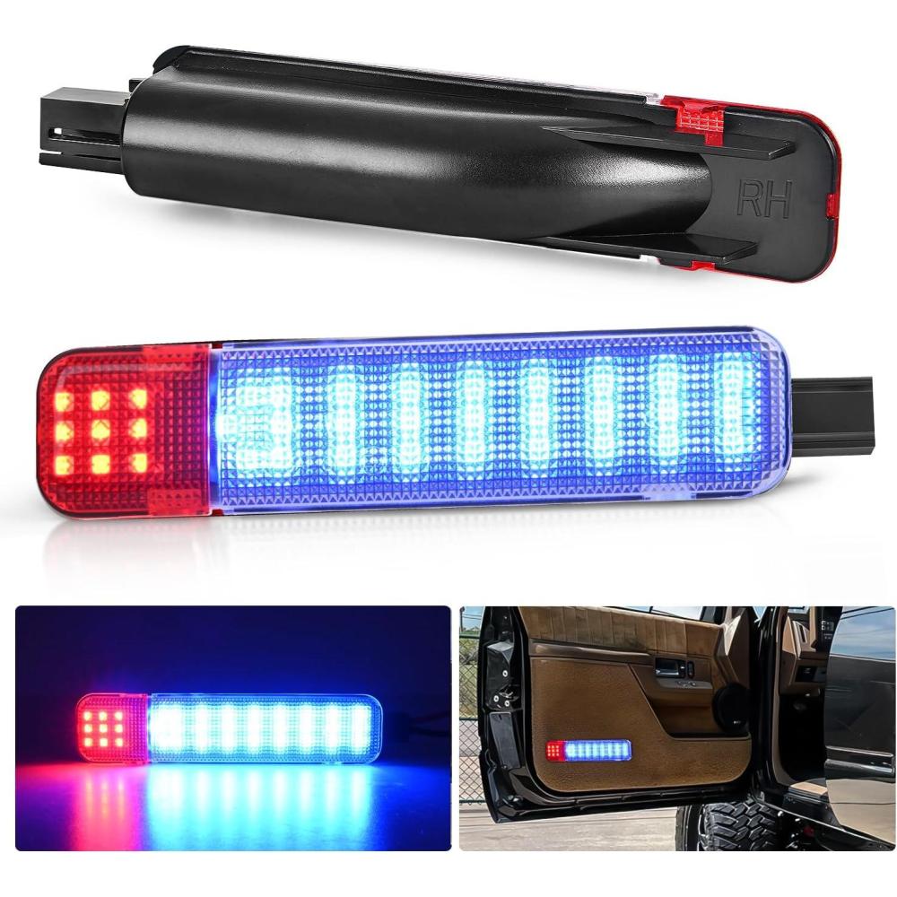 image:imageNilight 2PCS LED Interior Door Panel Light Courtesy Warning Lights Blue Red Plug and Play Compatible with Chevy GMC CK Silverado Sierra 1500 2500 3500 HD Suburban Cadillac Escalade Hummer H2RedBlue
