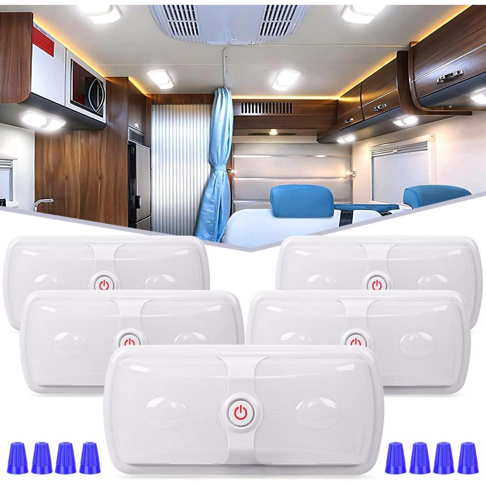 image:imageNilight 2pcs RV Interior Lights 12V24V LED Ceiling Light Fixture with ON Off Switch Inside Lighting Natural White 40004500K for Car RVs Trailer Camper BoatRV Interior Lights5PCS