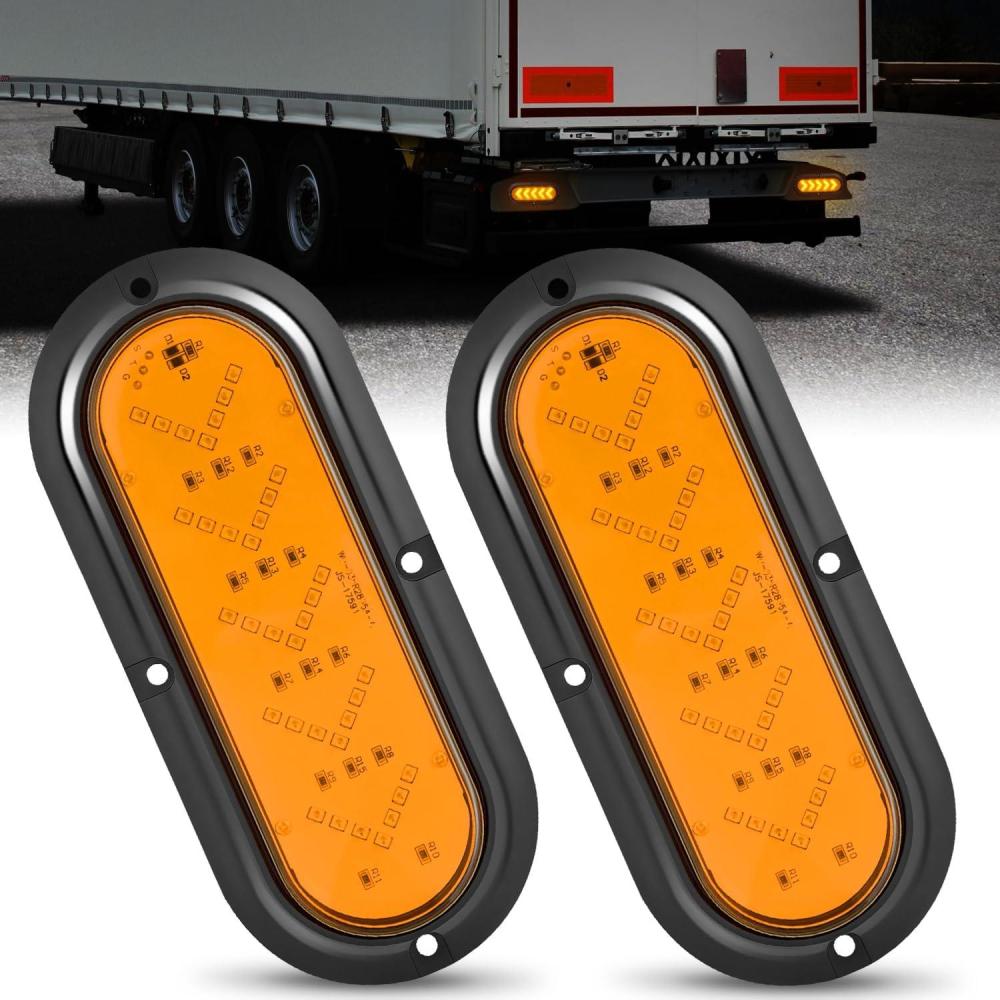 image:imageNilight 6Inch Oval Tail Light 2PCS 35LED Arrow Red Running Stop Brake Lights Surface Mount Waterproof for 12V Caravan Truck RV Camper Trailer BusAmber Arrow Lights 2Pcs