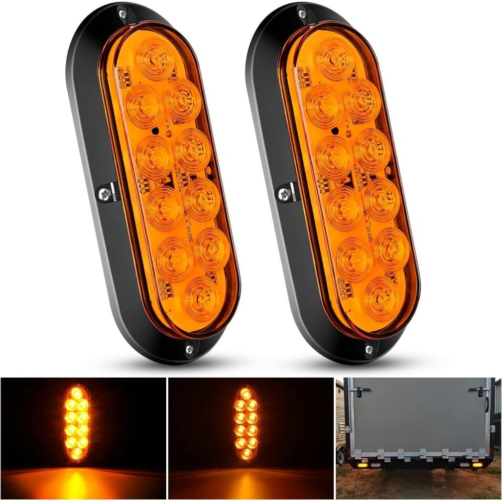 image:imageNilight 6Inch Oval Tail Light 2PCS 35LED Arrow Red Running Stop Brake Lights Surface Mount Waterproof for 12V Caravan Truck RV Camper Trailer BusAmber Lights Screws 2PCS