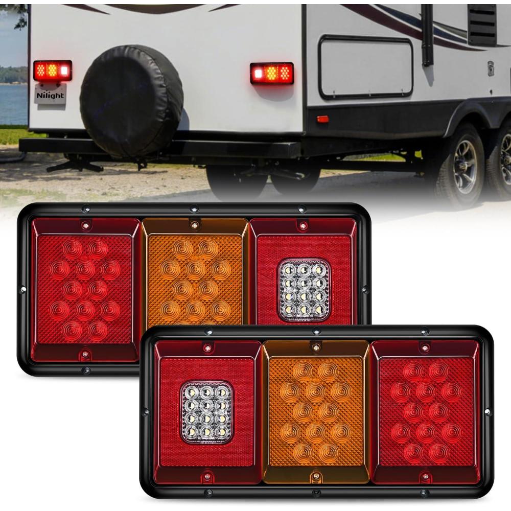 image:imageNilight 6Inch Oval Tail Light 2PCS 35LED Arrow Red Running Stop Brake Lights Surface Mount Waterproof for 12V Caravan Truck RV Camper Trailer BusRed Amber White Triple Tail Light 36LED 2PCS