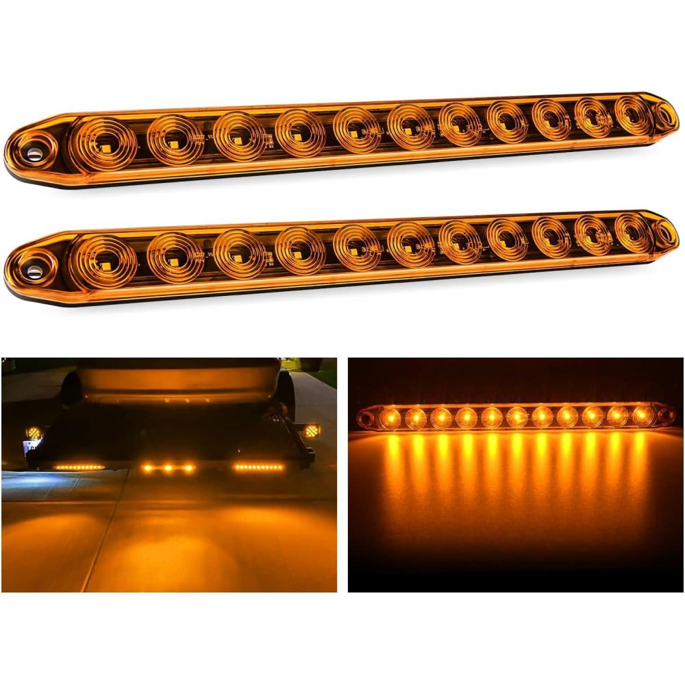 image:imageNilight LED Tail Light 2PCS 17 Inch 40LED Red Running Tail Stop Brake Lights wChrome Bezel Waterproof Surface Mount for 12V Towing Trailer Truck RV Camper Boat2Pcs 16 Amber 11LED