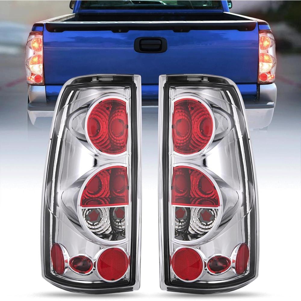 image:imageNilight Taillight Assembly Compatible with 1999 2000 2001 2002 2003 2004 2005 2006 2007 Chevy Silverado 1500 2500 3500 9902 GMC Sierra Rear Lamp Replacement with Classic Body OE StyleChrome
