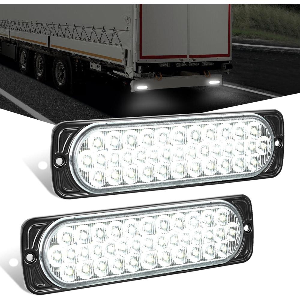 image:imageNilight Trailer Tail Light 2PCS 59Inch Teardrop 35 LED White Chrome Bezel Marker Clearance Reverse Backup Running Taillight IP67 Waterproof for Trailer Truck Pickup Camper RV75Inch White 2Pcs