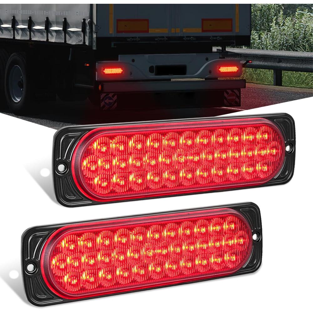 image:imageNilight Trailer Tail Light 2PCS 59Inch Teardrop 35 LED White Chrome Bezel Marker Clearance Reverse Backup Running Taillight IP67 Waterproof for Trailer Truck Pickup Camper RV75Inch Red 2Pcs