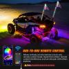 Nilight 1PC 4FT Spiral RGB Led Whip Light with Spring Base Chasing Light RF Remote Control Lighted Antenna Whips for Can-Am ATV UTV RZR Polaris Dune Buggy Offroad Truck, 2 Years Warranty(RGB-Remote APP Control)