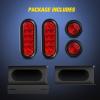 Nilight 2PCS Steel Trailer Light Boxes Housing Kit w/6Inch Oval LED Trailer Tail Lights 2Inch Round LED Side Marker Lights with 10PCS 3/4 Inch Round Mini LED Clearance Light, 2 Years Warranty