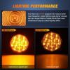 Nilight Trailer Tail Light 2PCS 4Inch Round 16 LED Red Amber Chrome Frame Marker Clearance Stop Brake Turn Signal Running Taillight IP67 Waterproof for Trailer Truck Pickup Camper RV(Amber 2pcs)