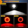 Nilight Trailer Tail Light 2PCS 4Inch Round 16 LED Red Amber Chrome Frame Marker Clearance Stop Brake Turn Signal Running Taillight IP67 Waterproof for Trailer Truck Pickup Camper RV(Red White 2pcs)